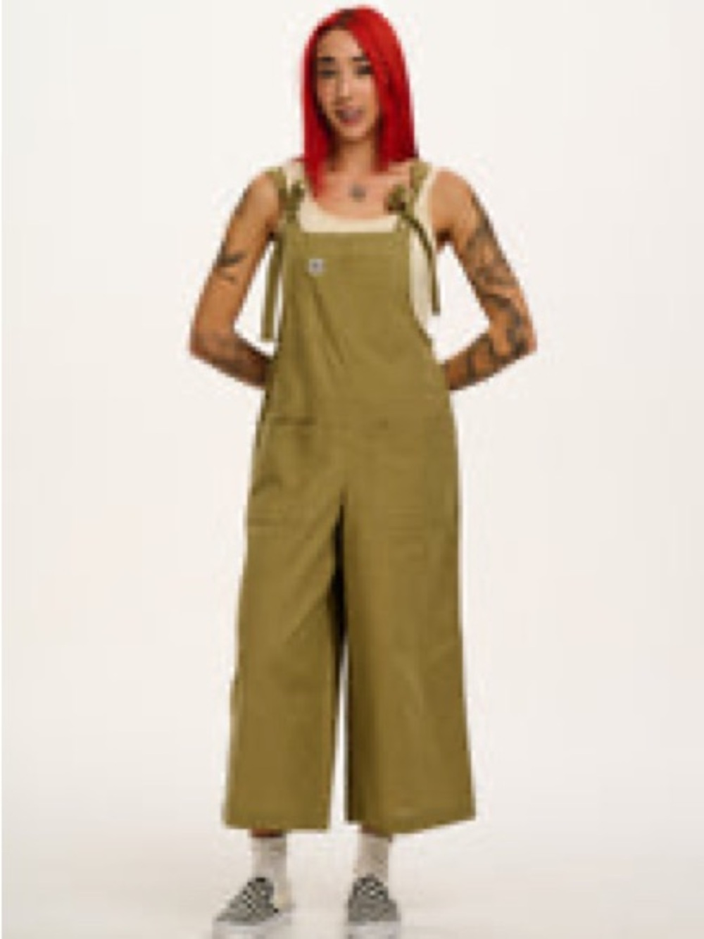 Lucy & Yak Olive Green Wide-Leg Overalls